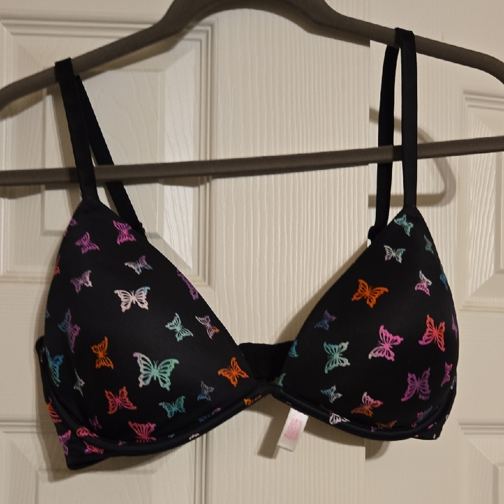 Victoria's Secret PINK Butterfly Print Black Bra
